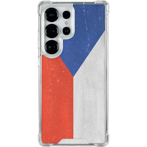 Czech Republic Flag Distressed Galaxy S25 Ultra Clear Case